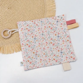 Manteta sensorial de tela Flors Piqué Jardí i Gofre rosa pal