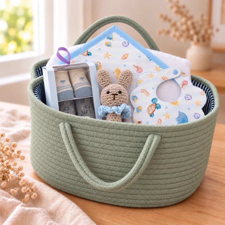 Cesta regalo bebé Plus Peces y rayas