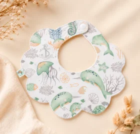 Babero flor mini personalizado de tela Ocean mint