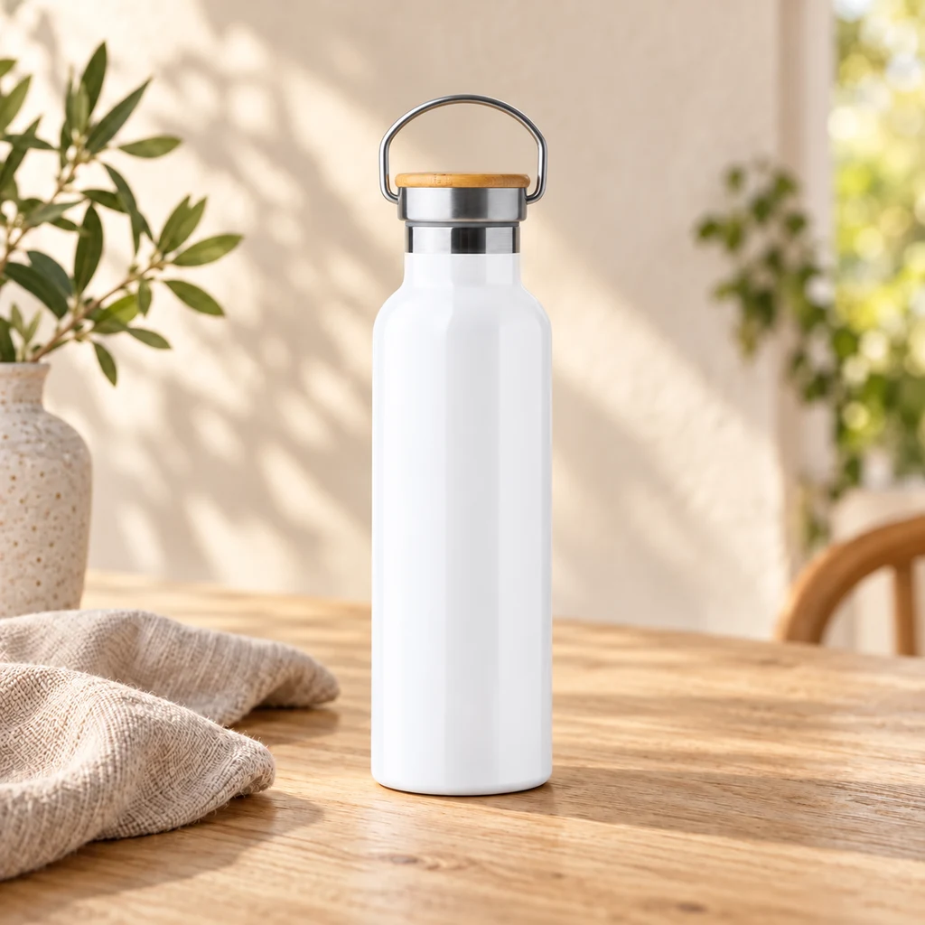 Botella térmica personalizada con tapón de bambú de 500 ml