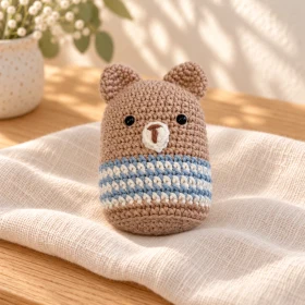Pulguita amigurumi de osito con sonajero