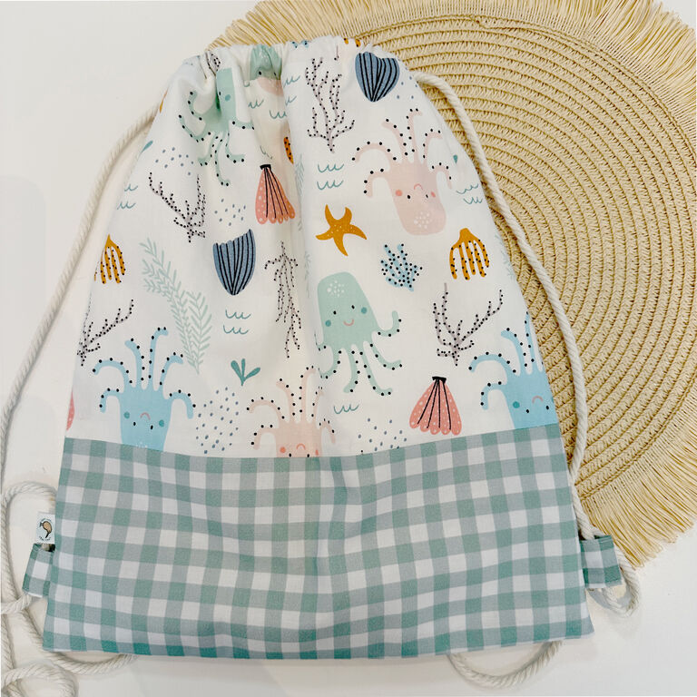 Motxilla sac infantil amb cordes de tela meduses