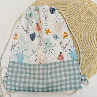 Mochila saco infantil con cuerdas de tela medusas