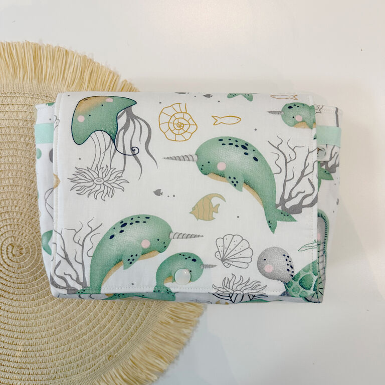 Neceser portapañales y toallitas tela ocean mint