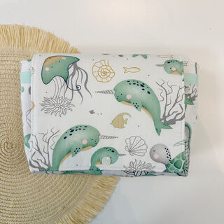 Neceser portapañales y toallitas tela ocean mint