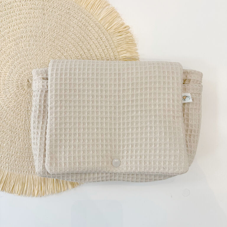 Neceser portapañales y toallitas tela gofre beige