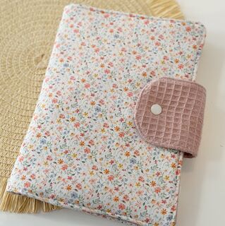 Portadocumentos bebé tela flores piqué jardín