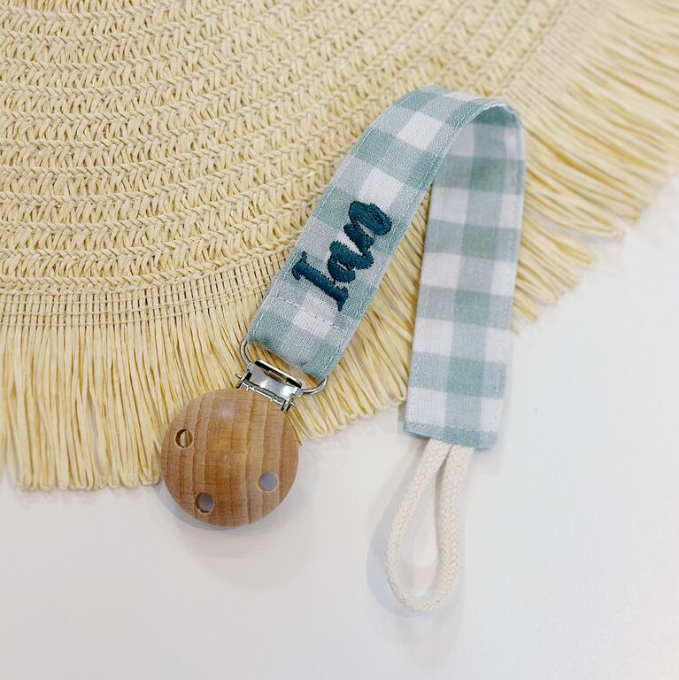 Chupetero de tela vichy menta