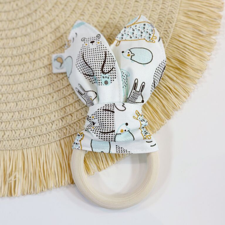 Mordedor bebé orejitas de tela animales mint