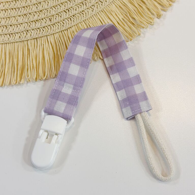 Chupetero de tela vichy lila