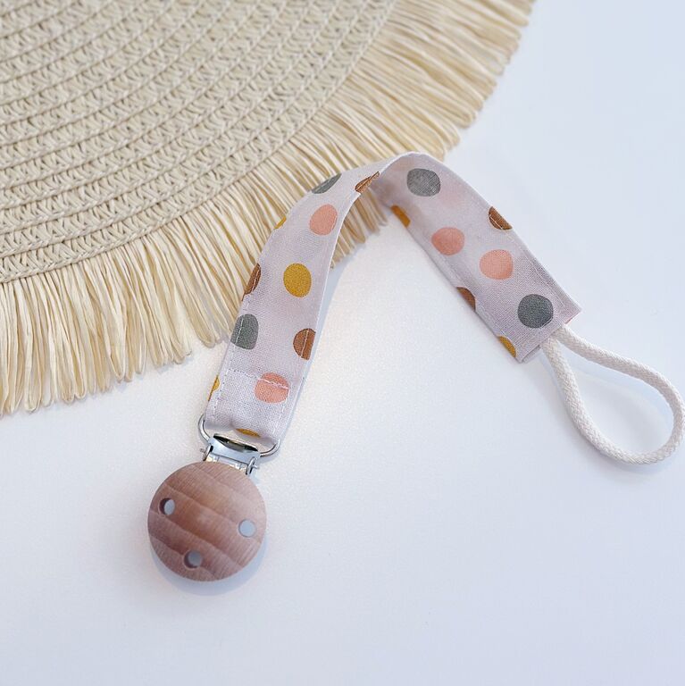 Chupetero personalizado de tela topos de colores