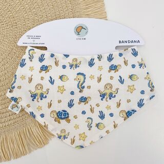 Babero bandana de tela menorca y gofre blanco