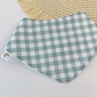 Bandana bebé personalizada de tela vichy menta y gofre blanco