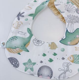 Secababitas bebé personalizado de tela ocean mint y gofre blanco