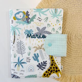 Portadocumentos bebé tela safari mint