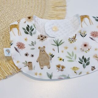 Secababitas bebé personalizado de tela ciervos y flores y gofre blanco