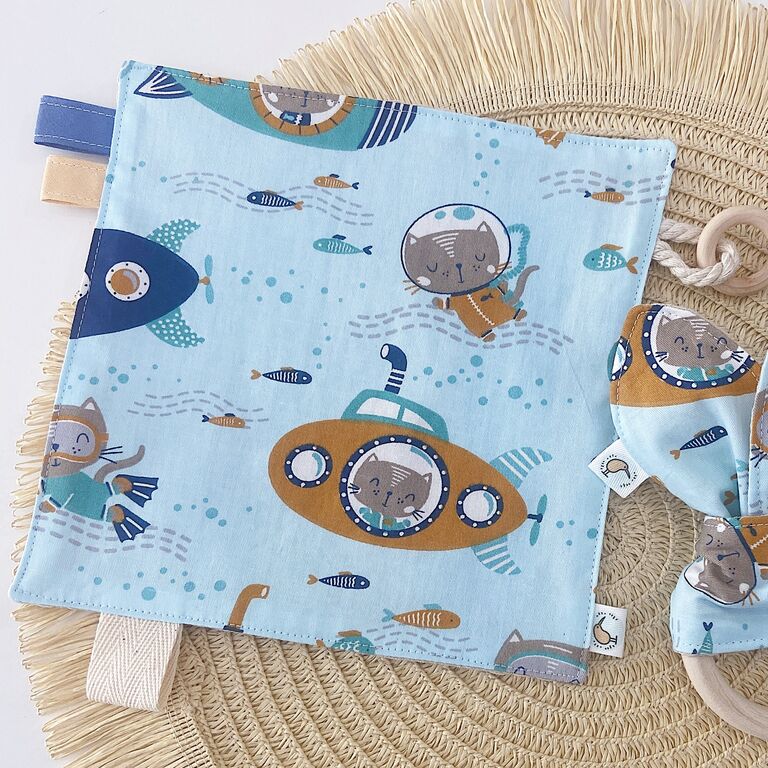 Mantita sensorial tela submarinos y gofre azul