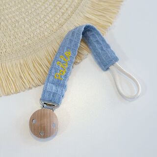 Chupetero personalizado de tela gofre azul