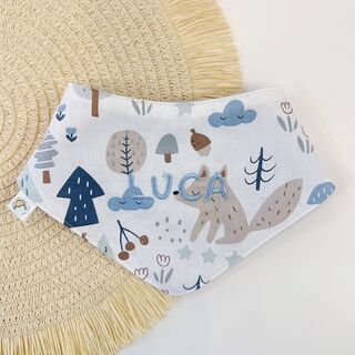 Bandana bebé personalizada de tela winter winter y gofre azul