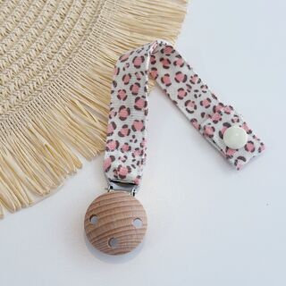Chupetero personalizado de tela leopardo rosa