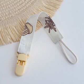 Chupetero personalizado de tela ardillas y bellotas