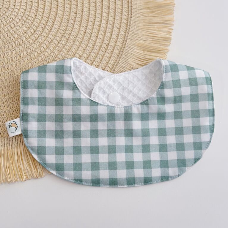 Secababitas bebé personalizado de tela vichy menta y gofre blanco