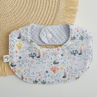 Secababitas bebé personalizado de tela bajo el mar y gofre azul bebé