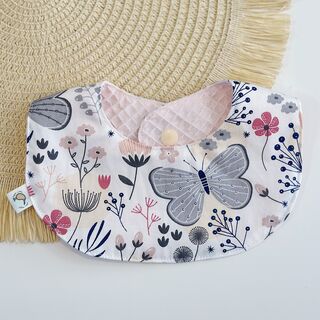 Secababitas bebé personalizado de tela mariposas rosa y gris y gofre rosa bebé
