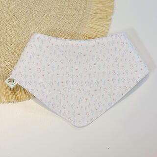 Bandana bebé personalizada de tela flores nube y gofre blanco