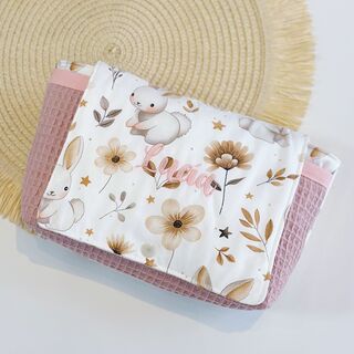 Portapañales y toallitas tela conejitos y flores otoñales