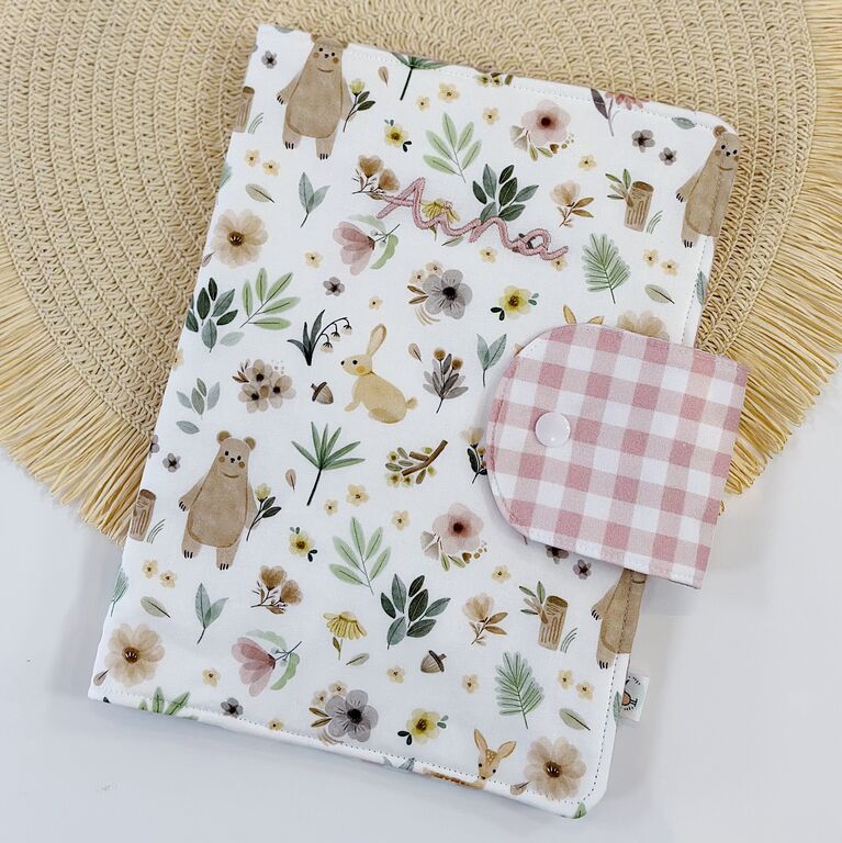 Portadocumentos bebé tela ciervos y flores