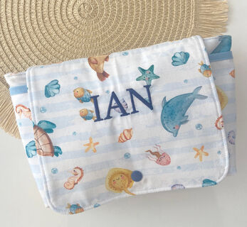 Neceser portapañales y toallitas de peces y rayas