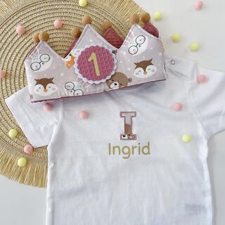 Conjunto de cumpleaños personalizado corona y camiseta
